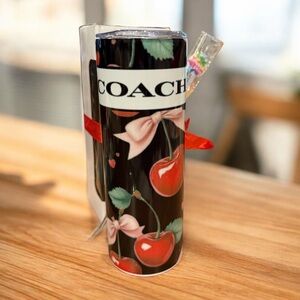 “C” Cherry Print Tumbler NWT